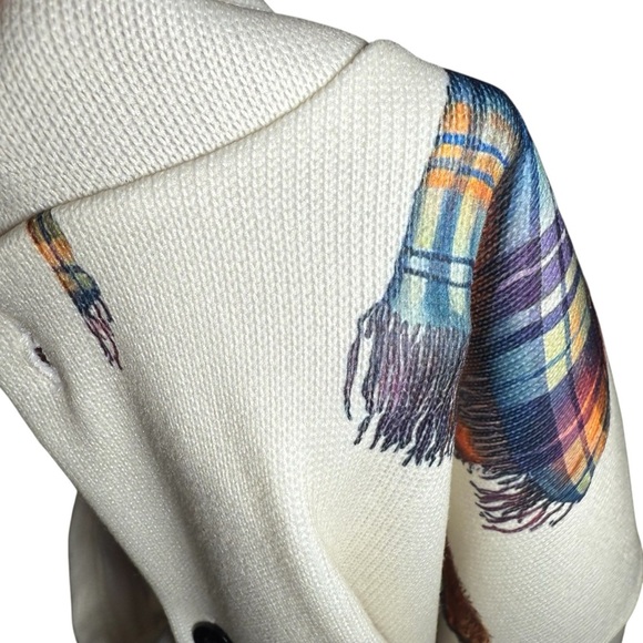 Highland Cow Sweatshirt White All Over Print Long Hoodie Button Front Size 2XL - Picture 6 of 6